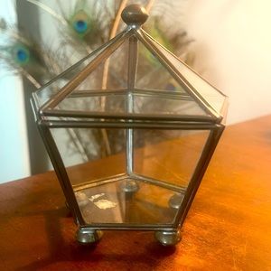 Glass and brass pentagon display box.